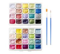 2 Pieces of Watercolor Paint, 2 Pieces of Brush, Glitter Solid Pigment, Painting Tools, Portable Pigment, DIY Craft Materials