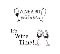2 Pieces of Wine Glass Letter Wall Stickers, Creative Personality, Famous Quote Stickers, DIY Wall Art Decoration, Suitable for Kitchen Living Room Bar.