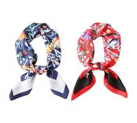 2 Pieces Of Women'S Ele Silk Scarf, Floral Butterfly Silk Scarf, Sunscreen Shawl, Lightweight Small Square Scarf.