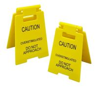 2 Pieces of Yellow Stimulating Desk Decorations, Be Careful of Overexcited Decorations, Office Prank Desktop Logo, Interesting Gifts for Colleagues.