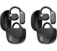 2 Pieces Open-Ear Language Translation Headphones, Real-Time Translator Earphones with HD Sound Quality for Music & Calls, Compatible with iOS Android System, White (Black-2pcs)