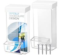 2 Pieces Outdoor Brochure Holder with Business Card Holder 4 x 9 Inches Waterproof Wall Mount Literature Box with White Lid Pamphlet Holder Acrylic Brochure Holder Wall Mount for Pamphlet Map Menu