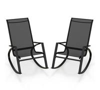 2 Pieces Outdoor Sling Fabric Rockers Patio Rocking Chairs
