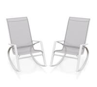 2 Pieces Outdoor Sling Fabric Rockers Patio Rocking Chairs Backrest Grey