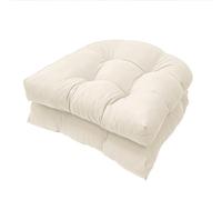 2 Pieces Outdoor U Shaped Cushion, Garden Chair Seat Cushion 19'' X 19''Patio Wicker Overstuffed Seat Pad Loveseat Mats (Beige)
