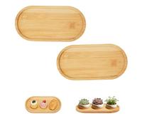 2 Pieces Ovals Bamboos Trays, 17.5x9x1cm Oval Bamboo Tea Serving Tray
