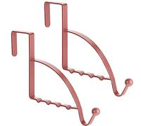 2 Pieces Over Door Hooks Hanger Sturdy Valet Mounted Multi Hanging Storage Rack for Clothes Coats Towels Hats Scarves Purses Keys and More (Rose Gold) (MY-Hotop-17808)