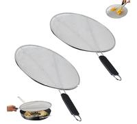 2 Pieces Pan Grease Guard, Stainless Steel Splatter Screen, Grease Splatter Guard, Splash-Proof Scald Oil Proof Strainer, Drain Board, For Frying Pan Cooking (29cm, 33cm), Protects The Skin From Burns