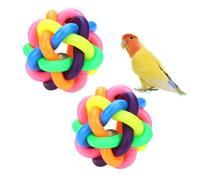 2 Pieces Parrot Colorful Bell Ball Parrot and Bird Toy Ball Bell Toy Rubber Ball for Bird Grinding Teeth Chewing Ball Beak Jingle Mynah Budgerigar (Small)