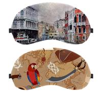 2 Pieces Parrot Voyage Sleep Mask, Light Blocking Sleeping Eye Mask for Women Men, Night Blindfold, Breathable Eye Mask Cover