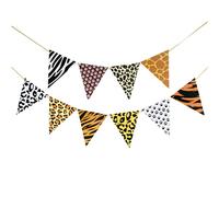2 Pieces Party Decor Safari Banner stylish Jungle Themed Bunting Banner Leopard Print Bunting Banner for Birthday Animal Themed Party Decorations