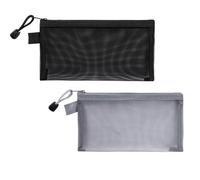 2 Pieces Pencil Case, Clear Pencil Pouch for Students, Exam Mesh Zipper Pen Pouch, Nylon Pencil Storage Pouch, Makeup Bags, School Supplies, Portable Office Stationery Storage, for Students Adults
