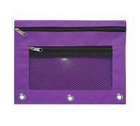 2 Pieces Pencil Pouch 3 Rings, Zipper Pouches Pen Case Binder Cosmetic Bag Double Layer Mesh Zipper Clear Marker