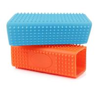 2 Pieces Pet Dog Cat Hair Remover, Block Roller Cleaner, Hollow Rubber Cleaner Brush for Sofa, Car Interiors, Furnishings, Carpets, Bedding or Any Fabric (Orange, Blue)