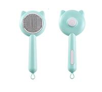 2 pieces pet hair removal needle comb for cats and dogs, universal 140° curved comb TPR handle(Green,Cat ears)