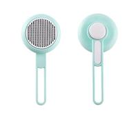 2 pieces pet hair removal needle comb for cats and dogs, universal 140° curved comb TPR handle(Green,Round)