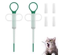 2 Pieces Pet Pill Dispenser for Small Cats Dogs, Pill Gun Dispenser Shooter Soft Tip Tablet Syringe Pusher Animal Medicine Feeder Reusable Cat Pill Dispenser for Feeding Accessories (Green)