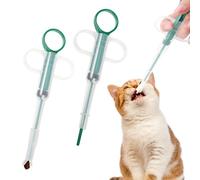 2 Pieces Pet Pill Dispenser Medicine Shooter Feeder Pill Plunger Popper for Small Cat Dog Soft Tip Tablet Syringe Pusher Animal Silicone Medicine Feeder Feeding Accessories (Green/Blue)