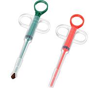 2 Pieces Pet Pill Plunger Popper for Small Cats Dogs Pill Gun Dispenser Shooter Pet Piller Soft Tip Tablet Syringe Pusher Animal Medicine Feeder for Feeding Accessories (Red, Green)
