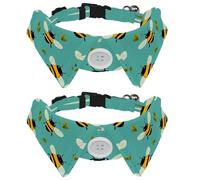 2 Pieces Pets Dog Cat Bowtie Tie, Pets Costume Adjustable Formal Necktie Collar for Cats Small Dogs Puppy Party Accessories, Bees