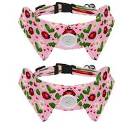 2 Pieces Pets Dog Cat Bowtie Tie, Pets Costume Adjustable Formal Necktie Collar for Cats Small Dogs Puppy Party Accessories, Ladybugs Flowers