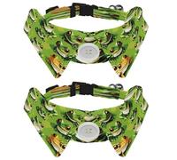 2 Pieces Pets Dog Cat Bowtie Tie, Pets Costume Adjustable Formal Necktie Collar for Cats Small Dogs Puppy Party Accessories, Green Frogs