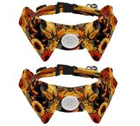 2 Pieces Pets Dog Cat Bowtie Tie, Pets Costume Adjustable Formal Necktie Collar for Cats Small Dogs Puppy Party Accessories, Dachshund Dog Sunflowers