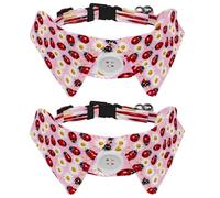 2 Pieces Pets Dog Cat Bowtie Tie, Pets Costume Adjustable Formal Necktie Collar for Cats Small Dogs Puppy Party Accessories, Ladybugs Daisies Flower