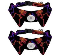 2 Pieces Pets Dog Cat Bowtie Tie, Pets Costume Adjustable Formal Necktie Collar for Cats Small Dogs Puppy Party Accessories, Funny Neon Skeleton