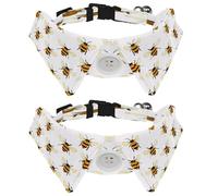 2 Pieces Pets Dog Cat Bowtie Tie, Pets Costume Adjustable Formal Necktie Collar for Cats Small Dogs Puppy Party Accessories, Bees Pattern