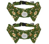 2 Pieces Pets Dog Cat Bowtie Tie, Pets Costume Adjustable Formal Necktie Collar for Cats Small Dogs Puppy Party Accessories, Bees Florals
