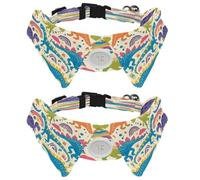 2 Pieces Pets Dog Cat Bowtie Tie, Pets Costume Adjustable Formal Necktie Collar for Cats Small Dogs Puppy Party Accessories, Colorful Dinosaur