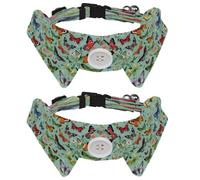 2 Pieces Pets Dog Cat Bowtie Tie, Pets Costume Adjustable Formal Necktie Collar for Cats Small Dogs Puppy Party Accessories, Butterfly Floral Teal Green