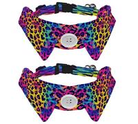 2 Pieces Pets Dog Cat Bowtie Tie, Pets Costume Adjustable Formal Necktie Collar for Cats Small Dogs Puppy Party Accessories, Rainbow Leopard Print