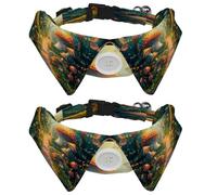 2 Pieces Pets Dog Cat Bowtie Tie, Pets Costume Adjustable Formal Necktie Collar for Cats Small Dogs Puppy Party Accessories, Forest Mushrooms