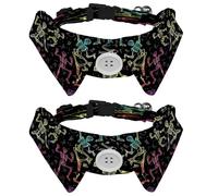 2 Pieces Pets Dog Cat Bowtie Tie, Pets Costume Adjustable Formal Necktie Collar for Cats Small Dogs Puppy Party Accessories, Neon Skeleton Dance