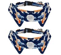 2 Pieces Pets Dog Cat Bowtie Tie, Pets Costume Adjustable Formal Necktie Collar for Cats Small Dogs Puppy Party Accessories, Fish Koi Blue Wave