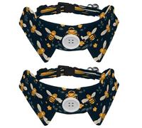2 Pieces Pets Dog Cat Bowtie Tie, Pets Costume Adjustable Formal Necktie Collar for Cats Small Dogs Puppy Party Accessories, Bees Floral