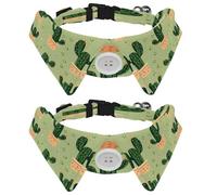 2 Pieces Pets Dog Cat Bowtie Tie, Pets Costume Adjustable Formal Necktie Collar for Cats Small Dogs Puppy Party Accessories, Green Cactus