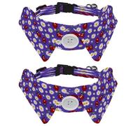 2 Pieces Pets Dog Cat Bowtie Tie, Pets Costume Adjustable Formal Necktie Collar for Cats Small Dogs Puppy Party Accessories, Ladybugs and Daisies