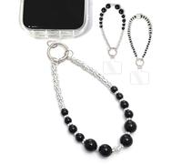 2 Pieces Phone Wrist Strap Pearl Beaded Phone Charm Cell Phone Strap Detachable with Tether Tab, Hands-Free Wristlet Bracelet, A, Pearl, Created Pearl