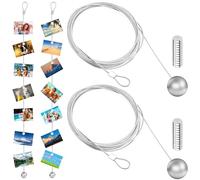 2 Pieces Picture Hanging Kit, Adjustable Picture Wire Heavy Duty 1.2mm x 2m Picture Hanging Chain with 24 Magnets for Hanging Photo Display Picture Photo Frame DIY