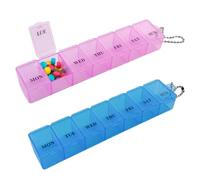 2 Pieces Pill Box Organiser Pill Dispenser Box, 7 Day Pill Box Organiser One Time a Day, Weekly Pill Box Pill Organiser for Medication, Supplements, Vitamins, Cod Liver Oil (Pink Blue)