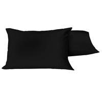 2 Pieces Pillow Cover Set, Ultra Soft 100% Egyptian Cotton, 300 Thread Count, Luxury Long Staple Cotton Percale Weave, Housewife Style Hotel Quality Pillow Cases, Standard Size (2, Black)