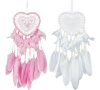 2 Pieces Pink and White Dream Catcher, Lovely Heart Shape Dreamcatcher, Wall Han