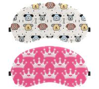 2 Pieces Pink Girly Princess Royalty Crown with Heart Jewels Sleep Mask, Eye Mask for Men Women, No Pressure Night Eye Cover, Breathable Sleeping Eye Mask, Light Blocking
