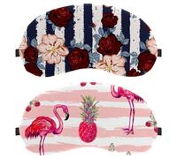 2 Pieces Pink Pineapple Flamingo Stripe Eye Mask, Sleep Mask for Side Sleeper, Soft Sleeping Eye Mask for Women Men, Complete Light Blocking, Zero Pressure Night Blindfold