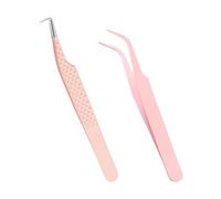 2 Pieces Pink Tweezers, Eyelash Extension Tweezers, Professional Tweezers, Stainless Steel Tweezers, Multifunctional Tweezers for Eyelash Extensions, Jewelry Making, DIY Projects, Art Projects and Mor