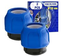2 Pieces Pipe Plug Ø 20 mm Adapter Made of Polypropylene PP for Polyethylene PE Pipes - MONTERAL