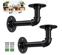 2 Pieces Pipe Rack Brackets, 9 * 13 Cm Pipe Rack Industrial Bookshelf, Retro Style Floating Shelf Pipe Pipe Rack for Scaffolding Board, Wooden Shelf(23cm/9in)